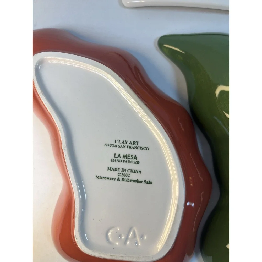 Clay Art Chili Fiesta Chili Pepper Serving Dipping Dishes Hand‎ Painted Set Of 5